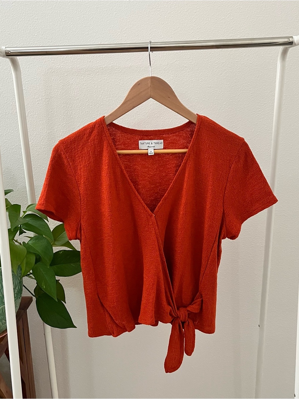 Madewell Rust Orange Tie-Front Crop Top